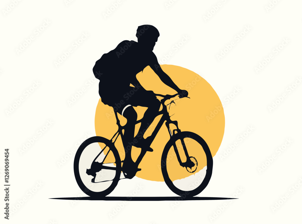 Modern Cyclist Silhouette on Bike Modern Cyclist Silhouette on Bike