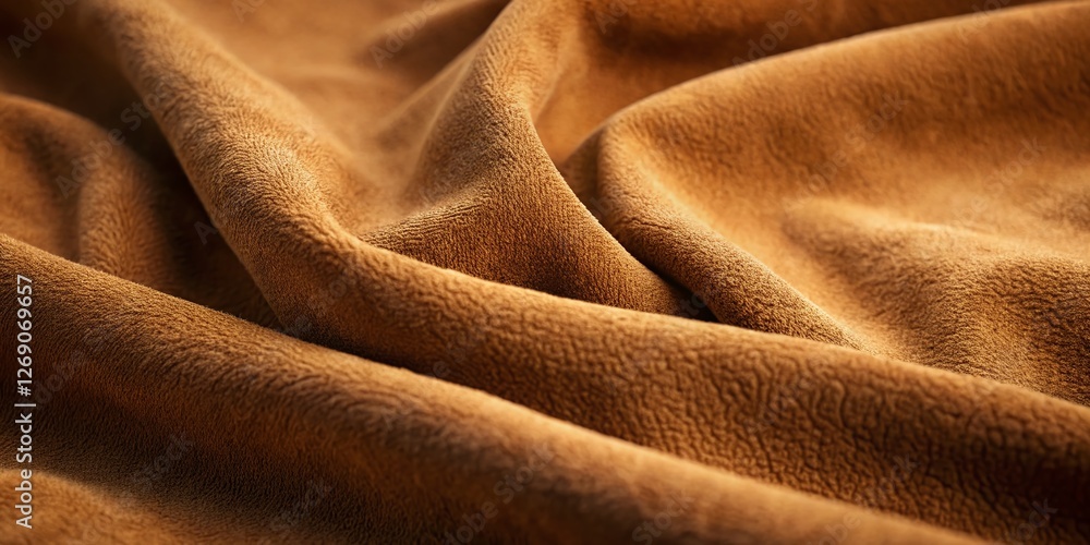 Fototapeta premium Mocha Suede Texture Background: Smooth, Stretched Suede Material Close-Up Top View - Low Light Photography