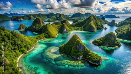 Raja Ampat's Wayag Island: a summer holiday postcard, with dramatic limestone karsts.