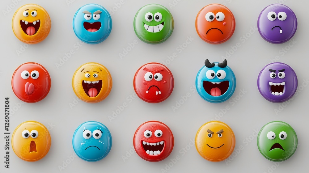 Cartoon flat virus and bacteria icons with expressive faces, vibrant tones, arranged on a light gray background, playful mood Cartoon flat virus and bacteria icons with expressive faces, vibrant tones, arranged on a light gray background, playful mood