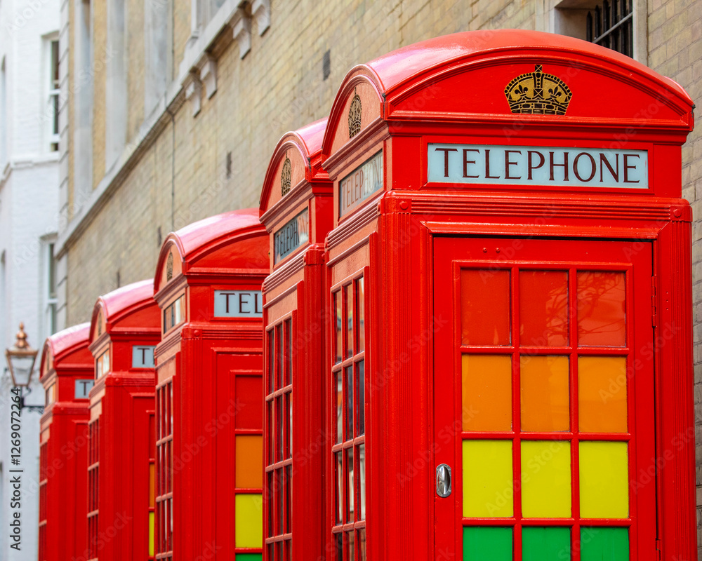Traditional Red Telephone Boxes in London, UK Traditional Red Telephone Boxes in London, UK