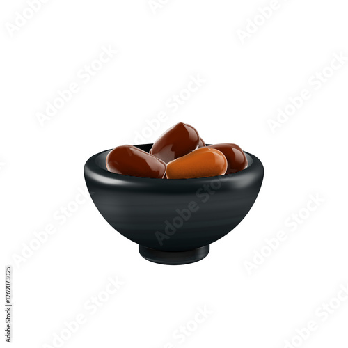 3D Illustration of a Bowl of Dates