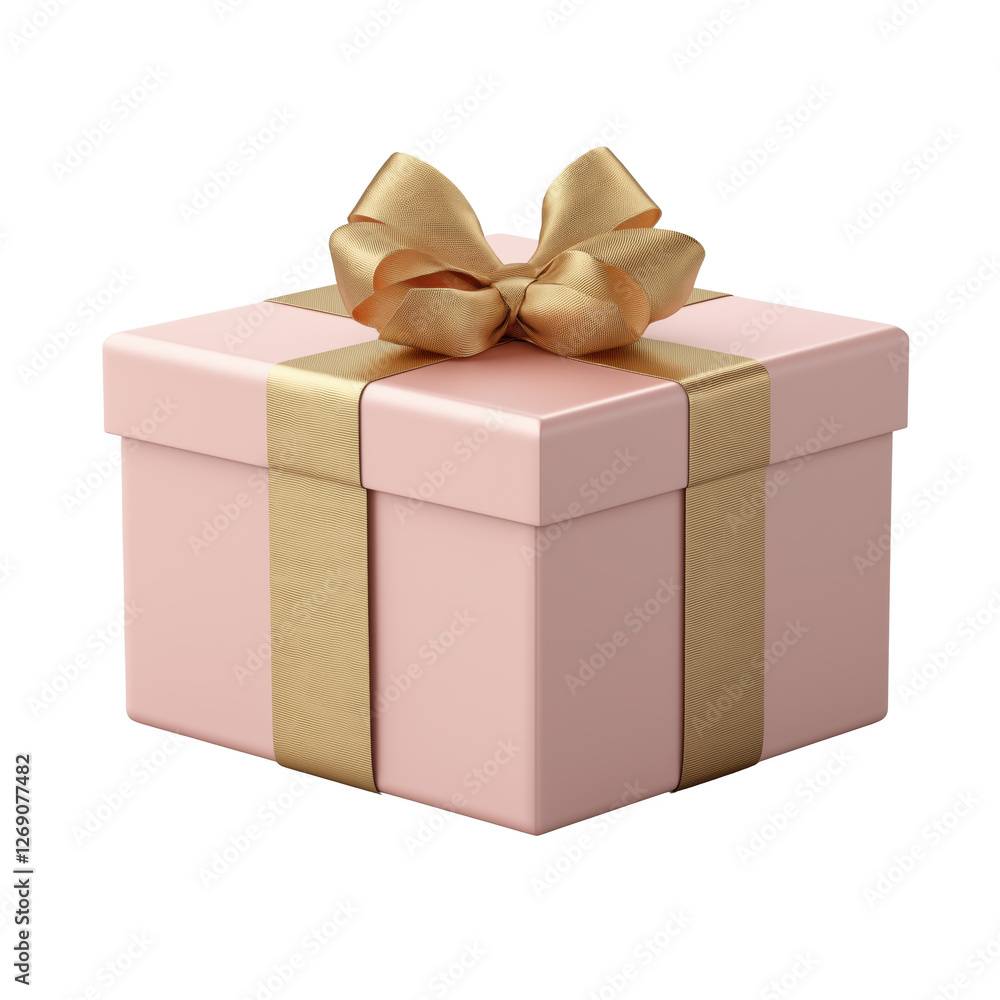 Fototapeta premium A pink box with gold ribbon on top of it