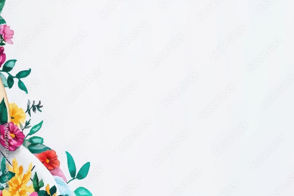 Fototapeta premium Beautiful floral corner design on a clean white background.