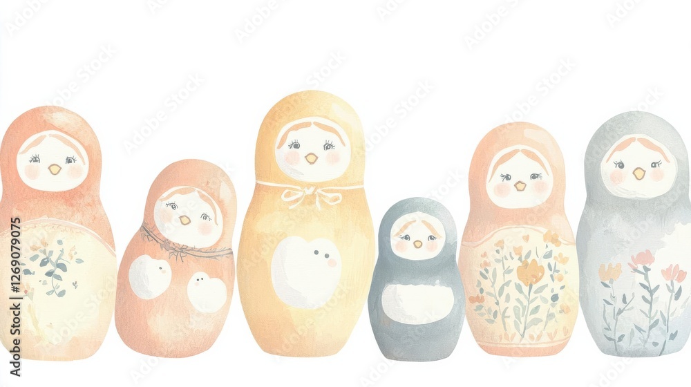 Colorful matryoshka dolls representing tradition and craftsmanship. Colorful matryoshka dolls representing tradition and craftsmanship.