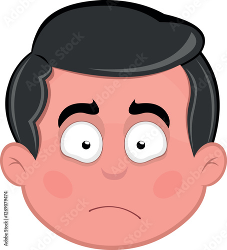vector illustration emoji character male, with pink facial blush and an embarrassing expression
