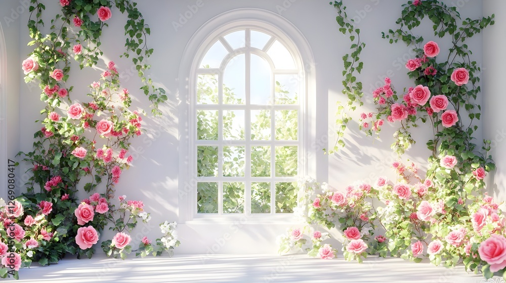 wedding backdrop with flower generative AI wedding backdrop with flower generative AI