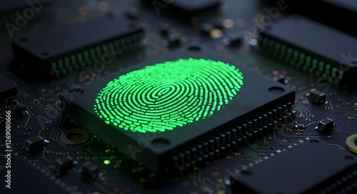 A Fingerprint on a Circuit Board - Security ,Biometrics Technology photo