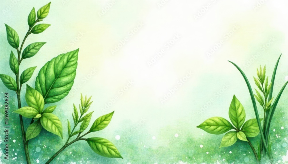 Soft watercolor herbs backdrop, sage, basil, chives , nature, kitchen Soft watercolor herbs backdrop, sage, basil, chives , nature, kitchen