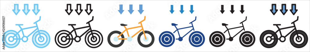 Bicycle Lane multi style, mini illustration icon. outline, flat, glyph, line color, UI, UX, app and web, digital or print. For education, construction, transportation, environment, urban planning. Bicycle Lane multi style, mini illustration icon. outline, flat, glyph, line color, UI, UX, app and web, digital or print. For education, construction, transportation, environment, urban planning.