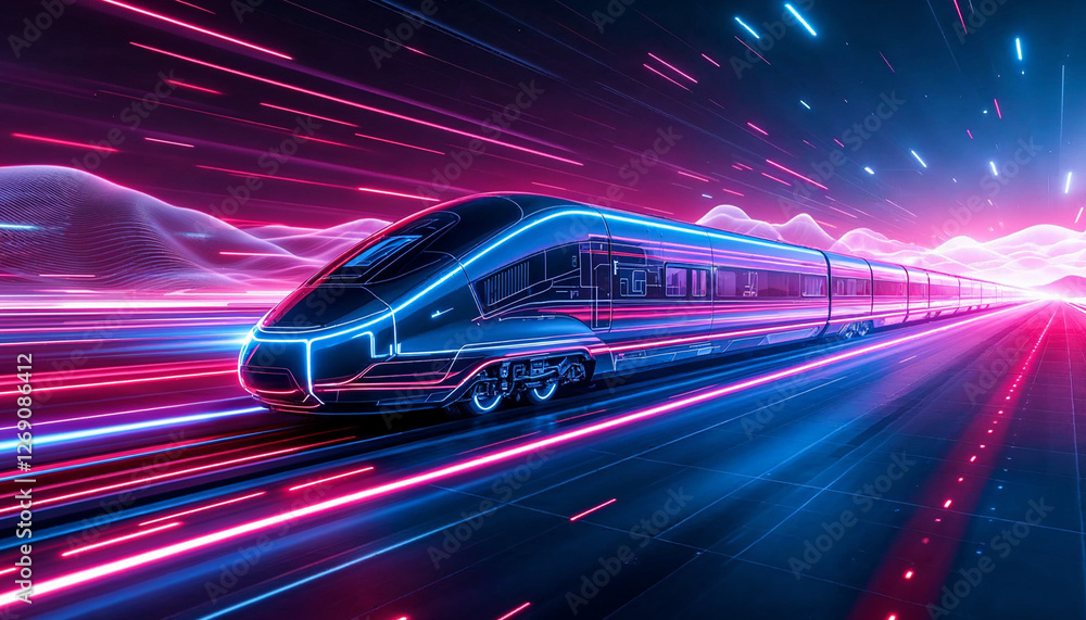 Fototapeta premium train glow line speed race energy futuristic background