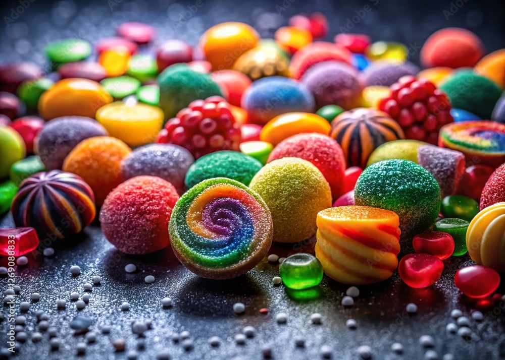 Fototapeta premium Night Photography: Colorful Candy Group on Dark Background