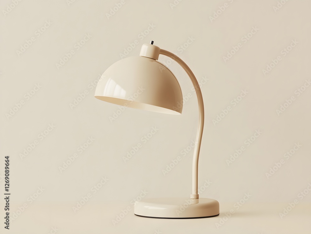 Elegant white desk lamp with a curved neck and dome shade on a minimalistic backdrop Elegant white desk lamp with a curved neck and dome shade on a minimalistic backdrop
