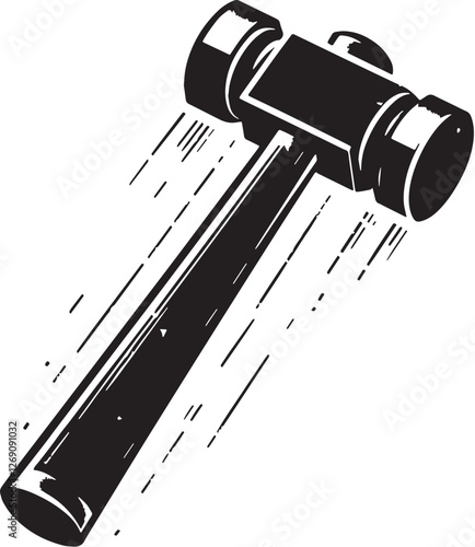 Black Color Sledgehammer Silhouette Vector Illustration design, Solid White Background