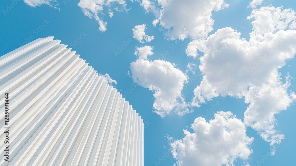 Abstract modern building facade against a bright blue sky Abstract modern building facade against a bright blue sky