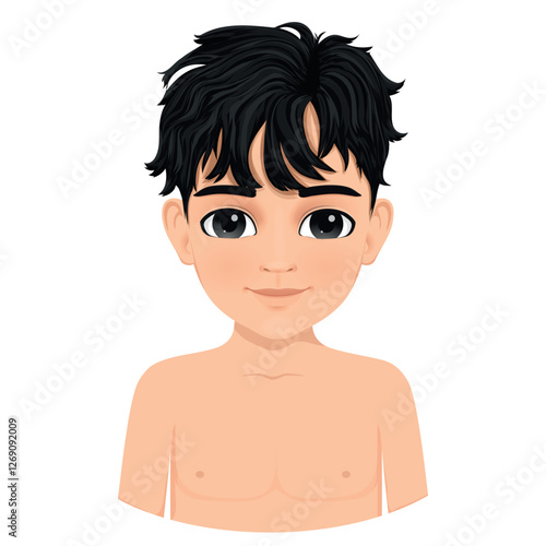 portrait of naked boy from above