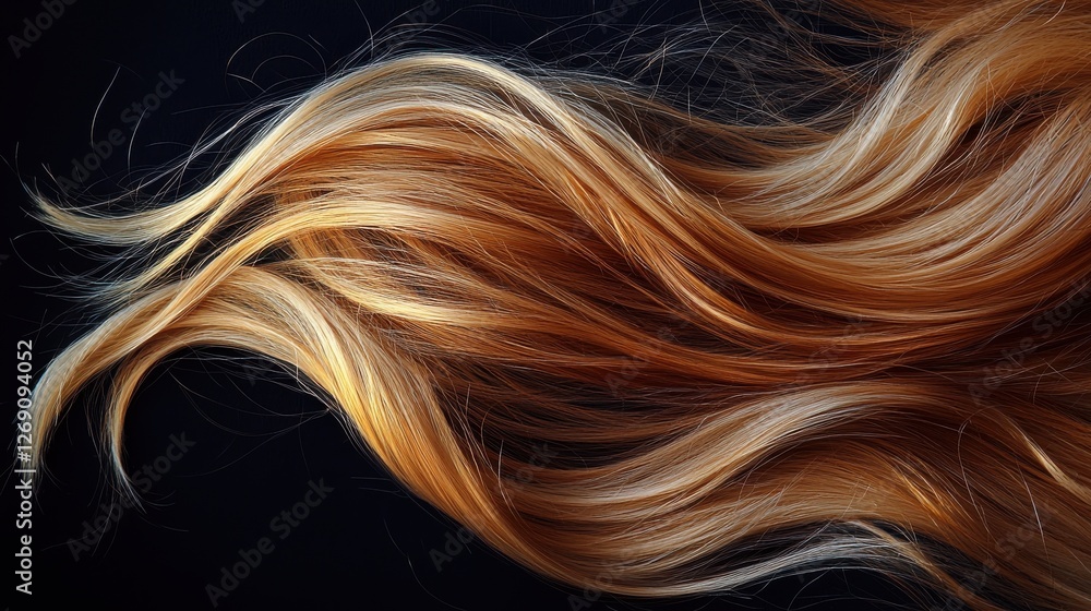 Naklejka premium Close-Up of Smooth Sandy Blonde Hair on Black Background