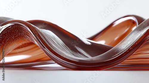 Abstract brown liquid wave, flowing design, white background,  website banner photo