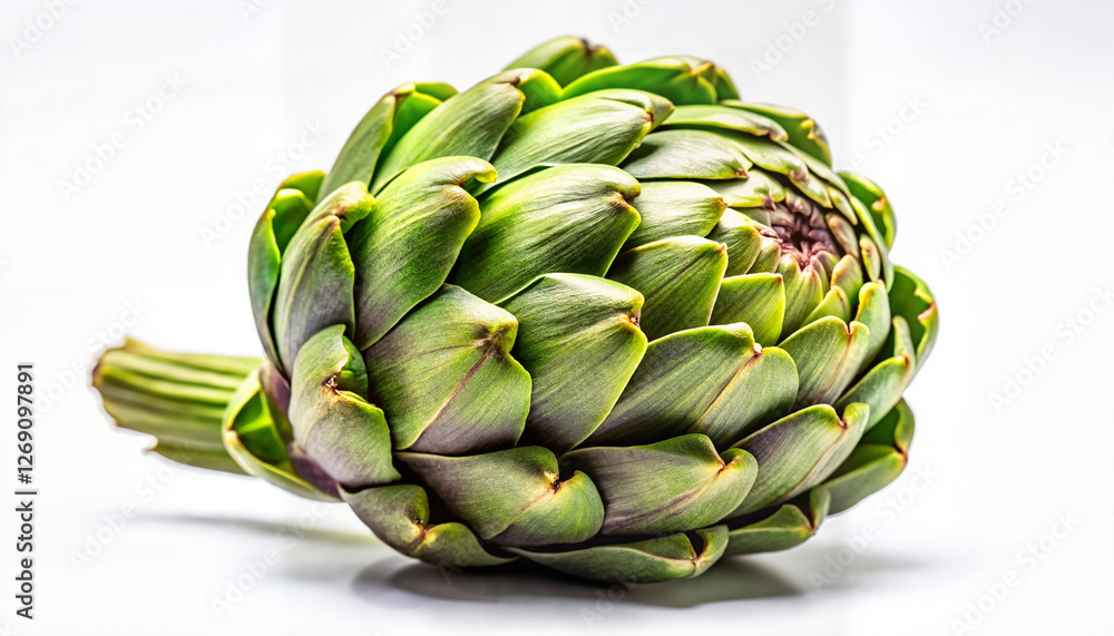 Artichoke displayed against a white background Artichoke displayed against a white background