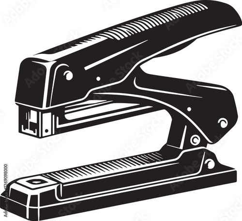 Black Color Staple Gun Silhouette Vector Illustration design, Solid White Background