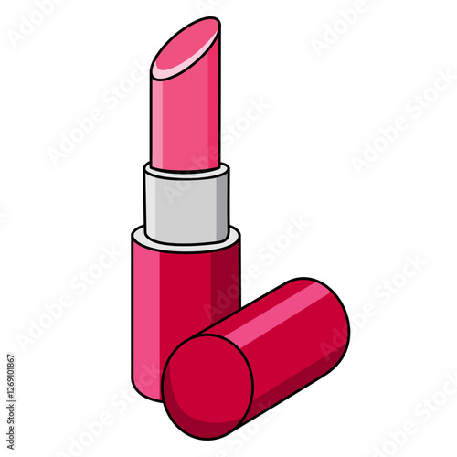 Rossetto per labbra. Disegno simpatico stile fumetto. Vettoriale editabile