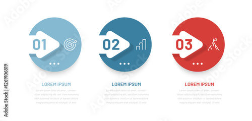 Round three-stage infographics to reflect the processes. The stages of achieving a startup's goal. Infographics for a website, booklet, presentation.