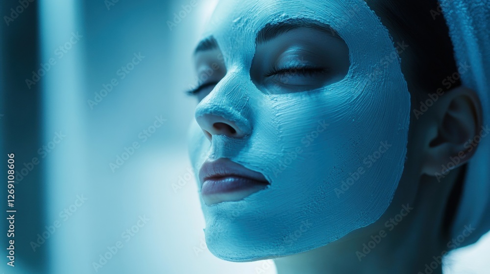 Woman Relaxing with Face Mask on Spa Day in Serene Atmosphere Woman Relaxing with Face Mask on Spa Day in Serene Atmosphere