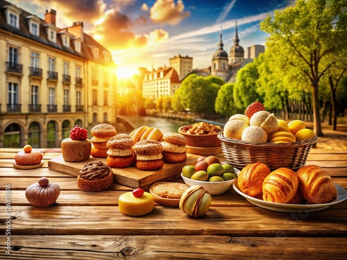 Parisian 17th Century Architecture with Delicious French Pastries photo