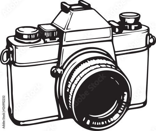 Retro Foto Kamera Silhouette in schwarz weiß