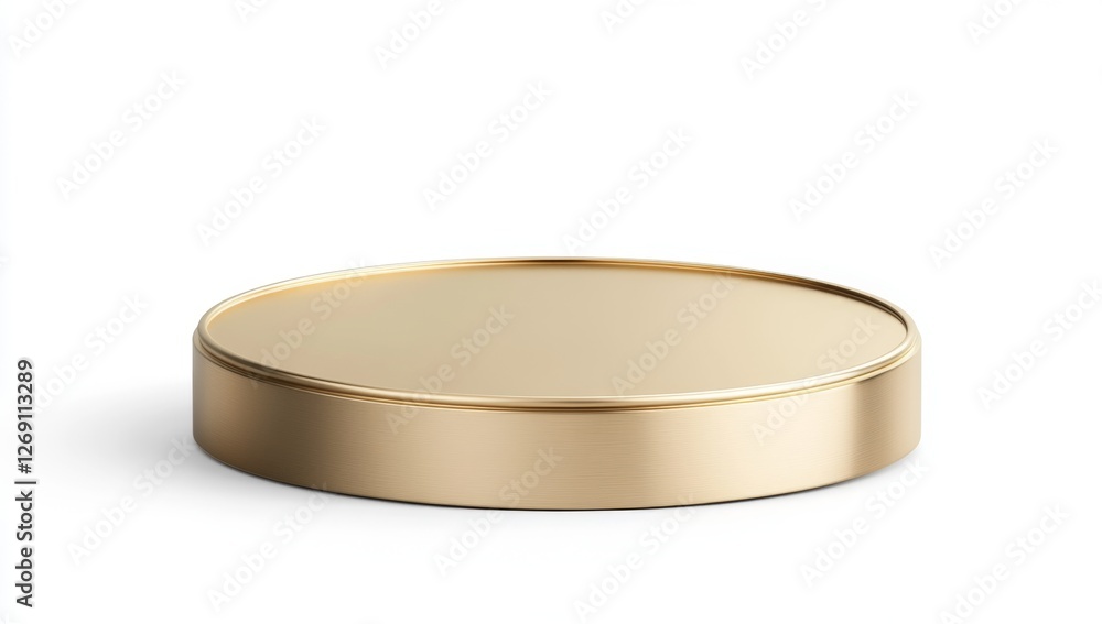 Gold Round Display Platform Against White Background Gold Round Display Platform Against White Background