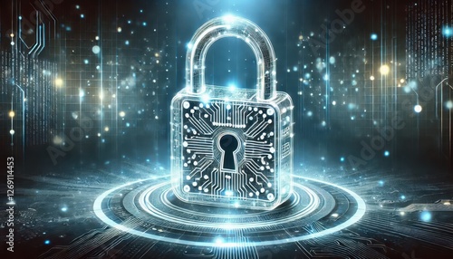 Wallpaper Mural A transparent padlock symbolizing digital security displayed against a glowing, futuristic background. Torontodigital.ca