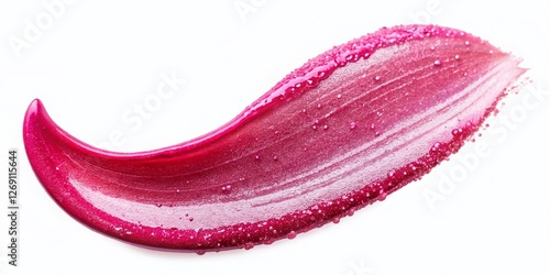 Pink Glitter Lip Gloss Smear Isolated on White Background