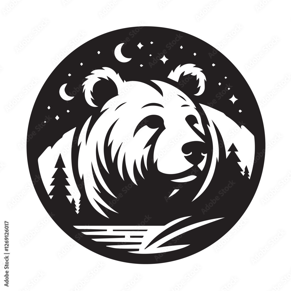 Obraz premium bear icon logo black silhouette vector illustration