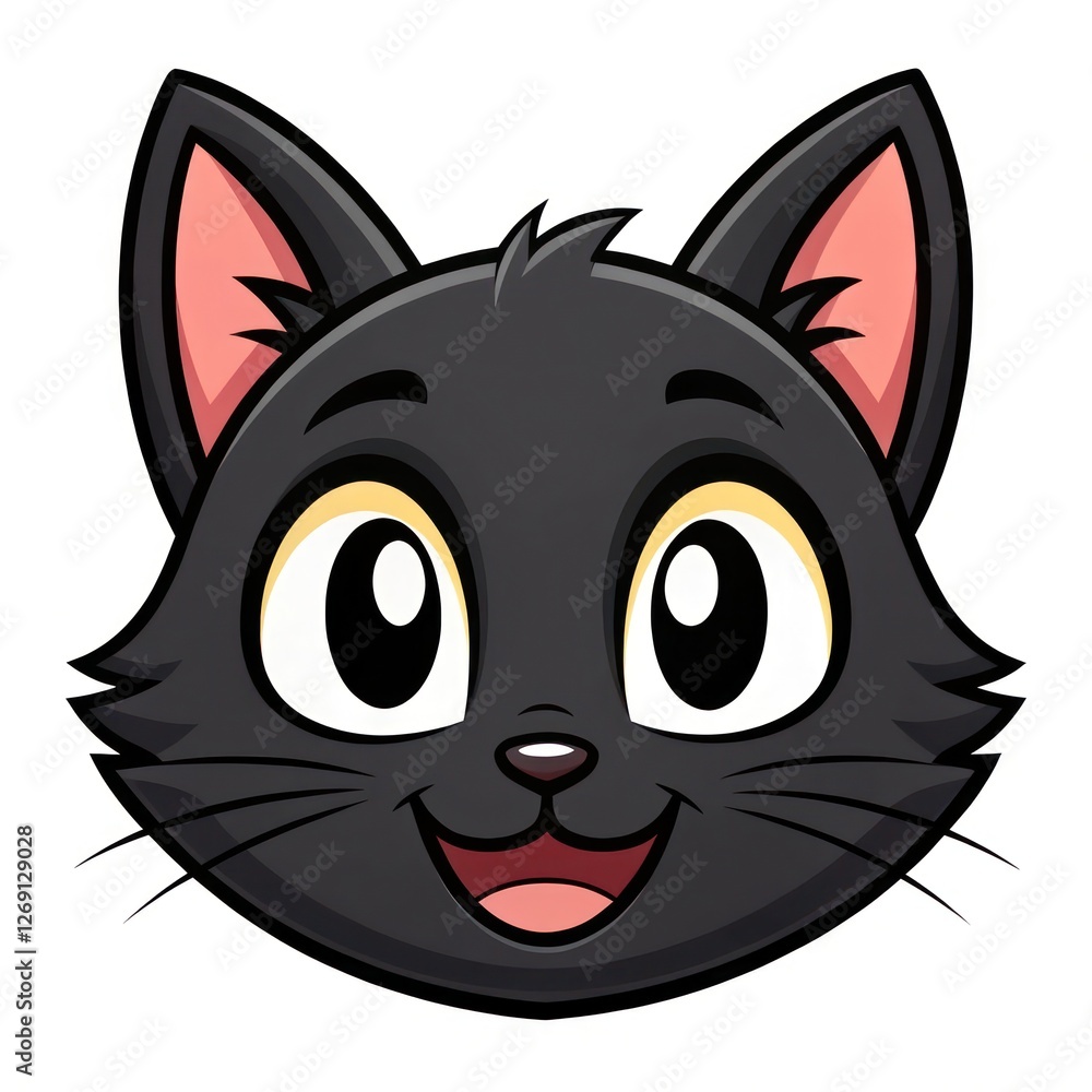 Expressive Black Cartoon Mascot Cat with a Cute and Friendly Look Expressive Black Cartoon Mascot Cat with a Cute and Friendly Look
