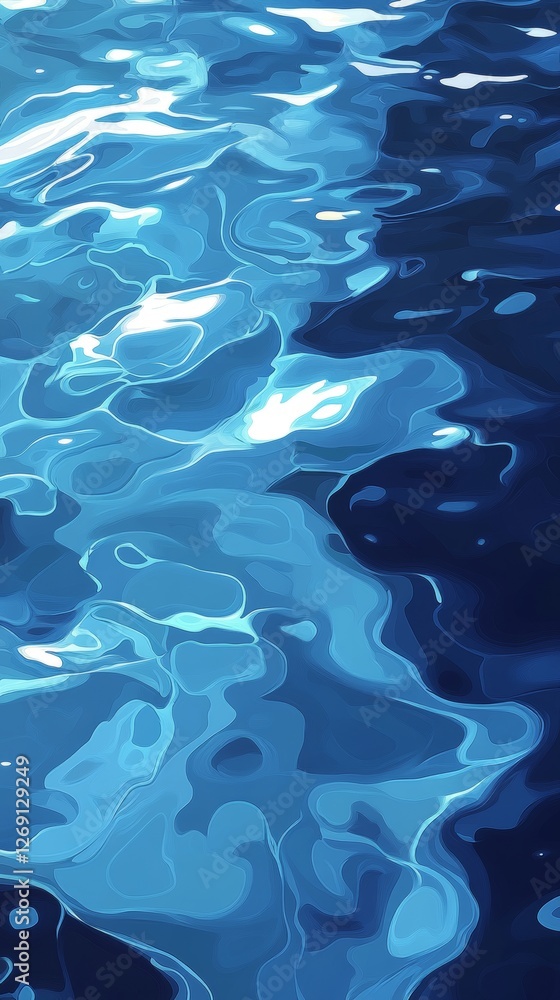 Obraz premium A top-down view of a pool with clear blue water, designed in a cartoon style for a mobile phone wallpaper