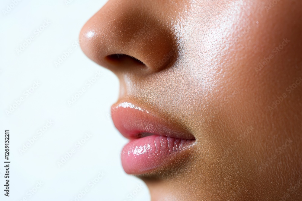 Isolated on a white background, a close-up side view of a woman's nose Isolated on a white background, a close-up side view of a woman's nose