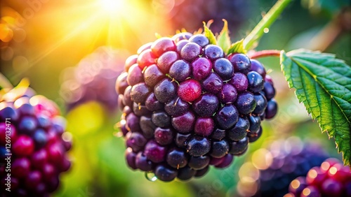 Wallpaper Mural Ripe Blackberries in Sunlight: Close-up Portrait Photography Torontodigital.ca