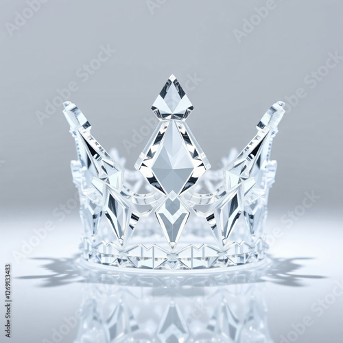 Diamond crown with ice cubes and crystal reflections on a white background photo