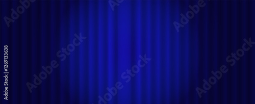 Blue curtain background. Golden confetti banner and ribbon background. Celebration grand openning party happy concept. Vector