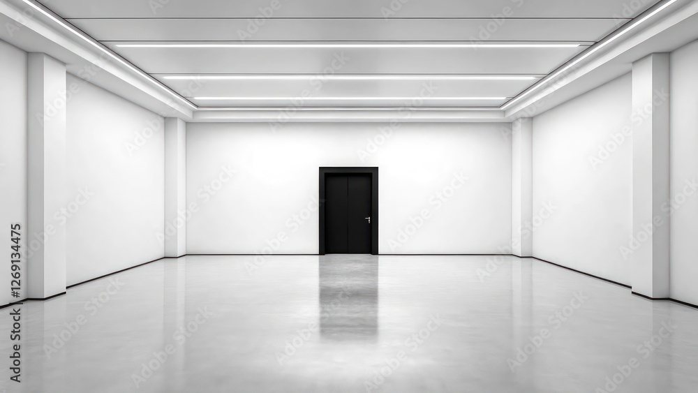 Minimalist White Room with a Black Door Minimalist White Room with a Black Door