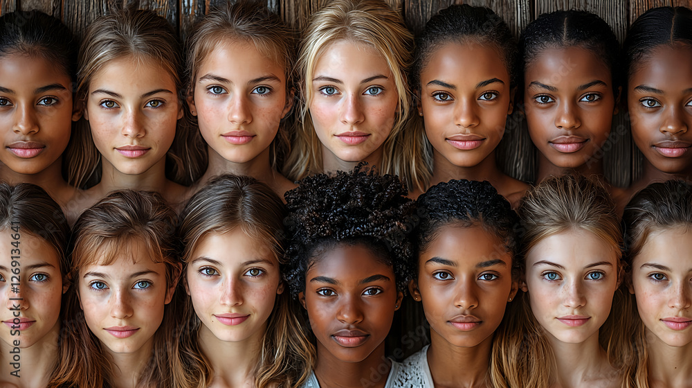Portrait of diverse young women with captivating blue eyes Portrait of diverse young women with captivating blue eyes