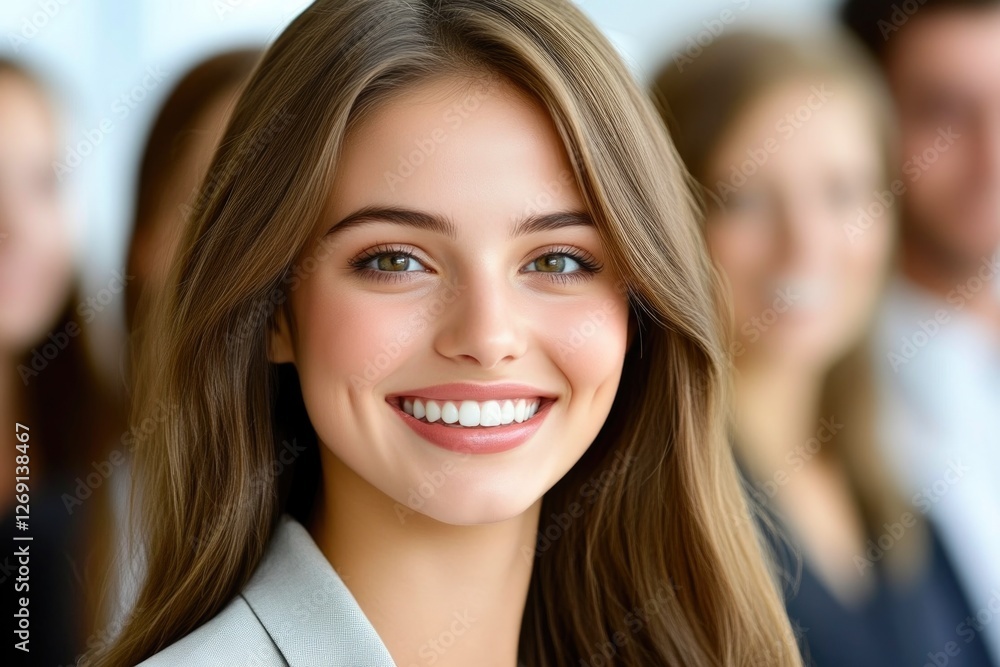 Confident businesswoman high-fiving coworkers in office Confident businesswoman high-fiving coworkers in office