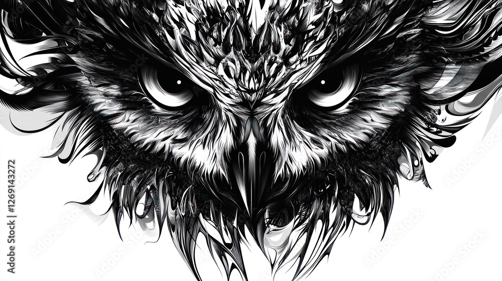 Obraz premium Abstract owl face graphic art; possible use for wallpaper, print, or design element