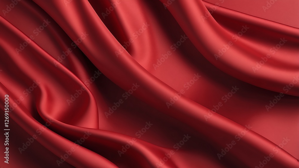 Fototapeta premium red cloth with ripples and waves texture background.