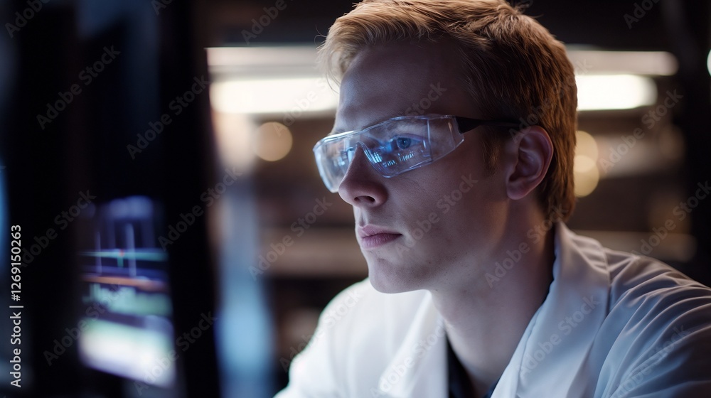 Focused medical researcher in laboratory environment. Suitable for scientific research, healthcare innovation, and medical advancement Focused medical researcher in laboratory environment. Suitable for scientific research, healthcare innovation, and medical advancement