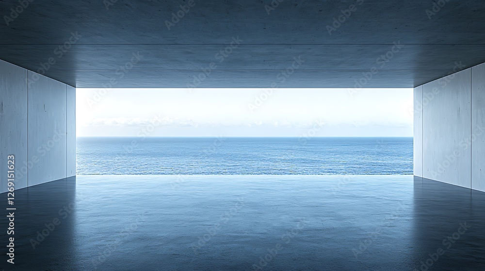 Fototapeta premium Ocean view from minimalist concrete structure