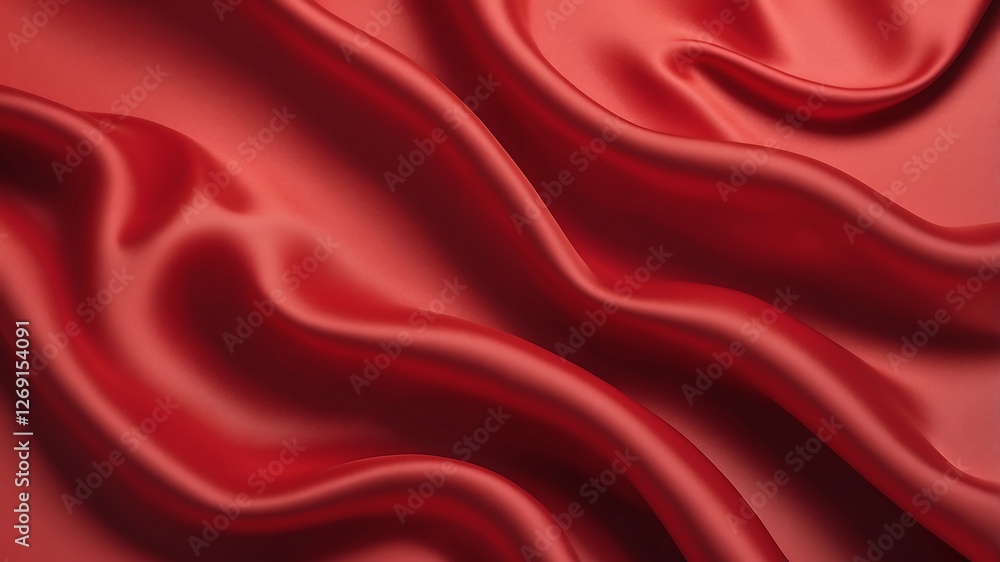 Obraz premium Realistic red silk top view background. Elegant and soft royal backdrop of shine flowing surface. Red luxurious background design.