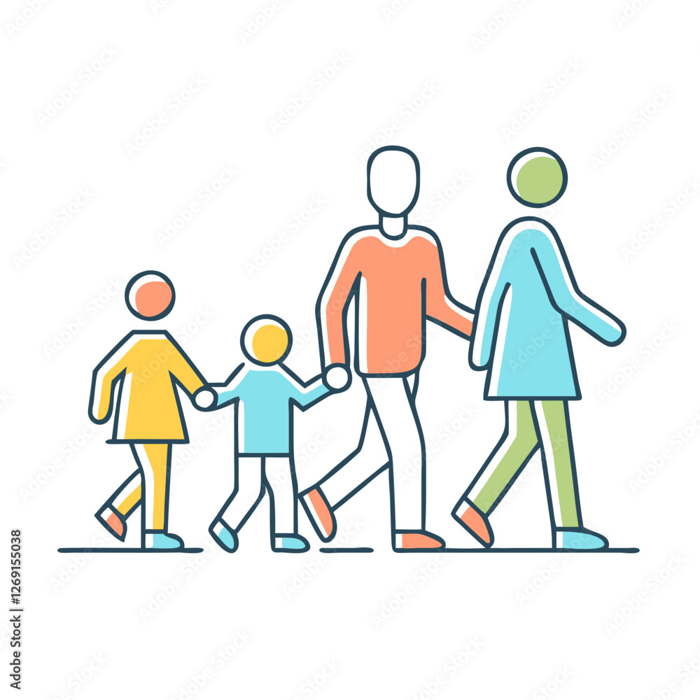 family walking icon, family walking vector illustration-simple illustration of family walking, perfect for family walking logos and icons family walking icon, family walking vector illustration-simple illustration of family walking, perfect for family walking logos and icons