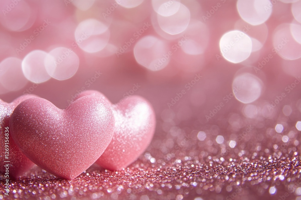 A pair of pink hearts placed on a table, ideal for romantic and Valentine's Day-themed uses A pair of pink hearts placed on a table, ideal for romantic and Valentine's Day-themed uses