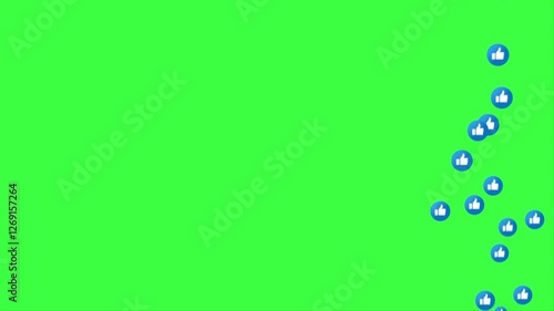 Animated thumb up emoji moving upwards, green screen 4K footage